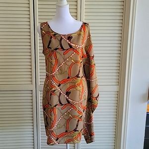 Versace Inspired print cold shoulder dress